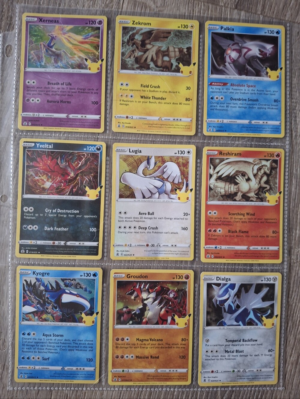 Pokémon TCG 25th Anniversary Holo Card Set - 9 Card Collector Sheet